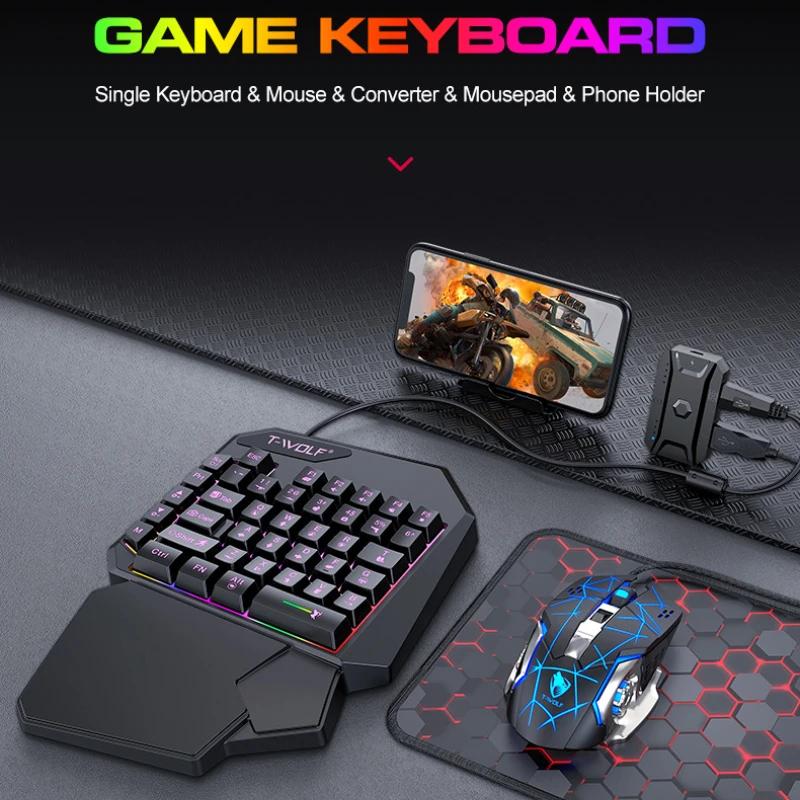 T-WOLF TF900 One Handed Keyboa - Gaming Accessories For Your Phone ulasan dan harga